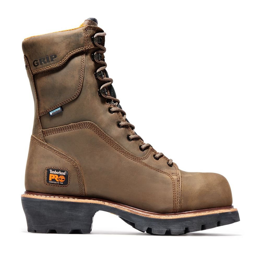 Timberland Mens Pro Boots Rip Saw 9" Comp Toe Logger - Brown - India PW8456320